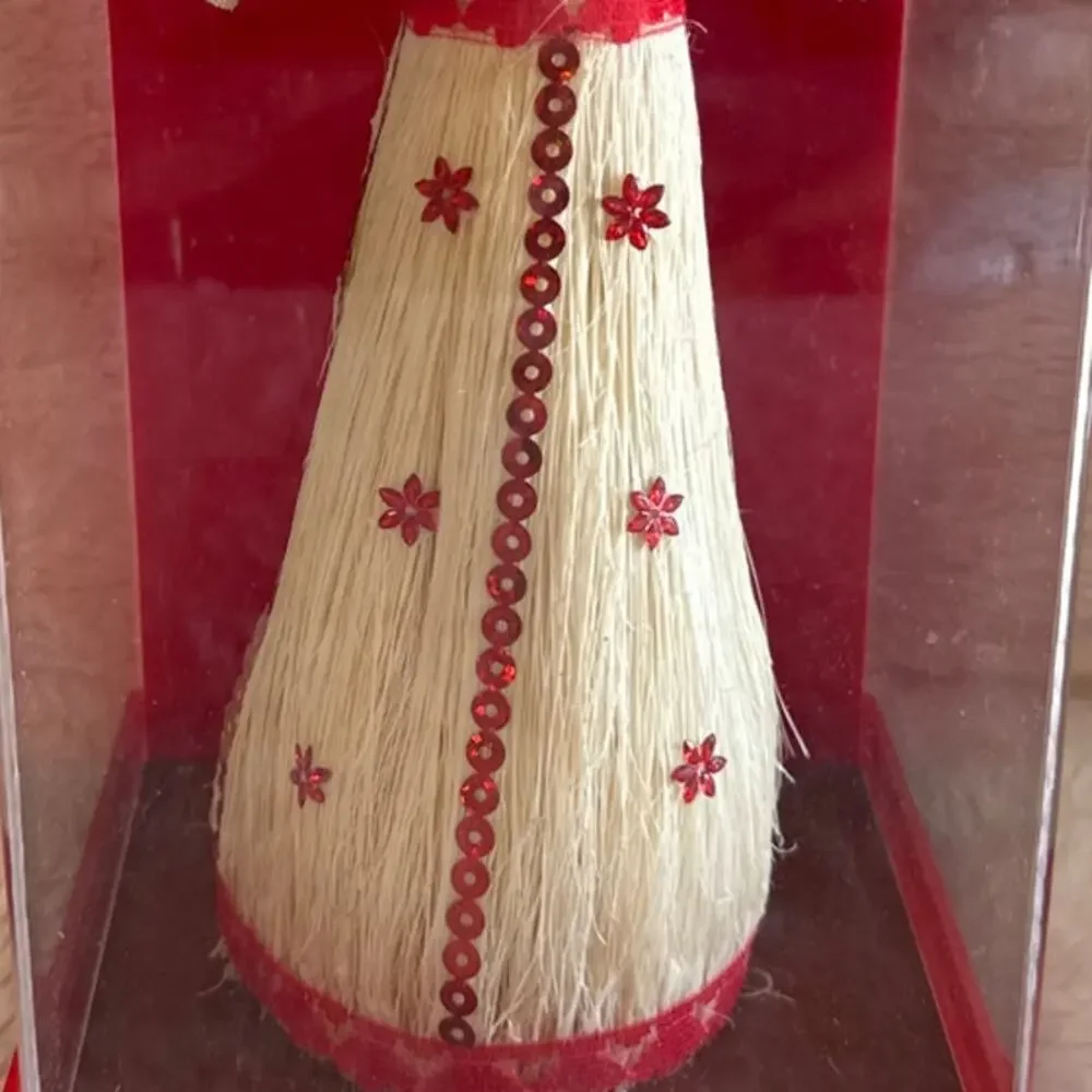 UNITY Native Corn Husk Angel Pine Cut Handmade Folk Art w/case small crack